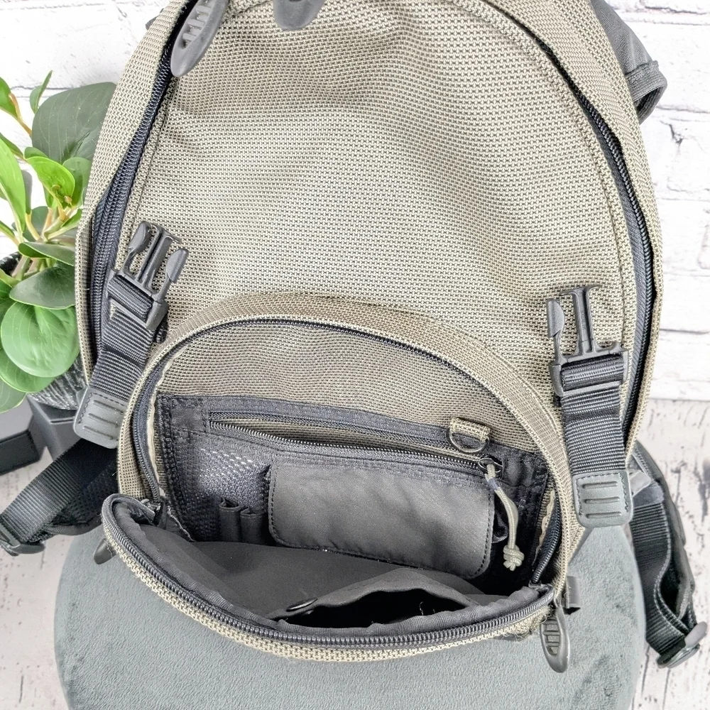TUMI Black and Silver Backpack, Small